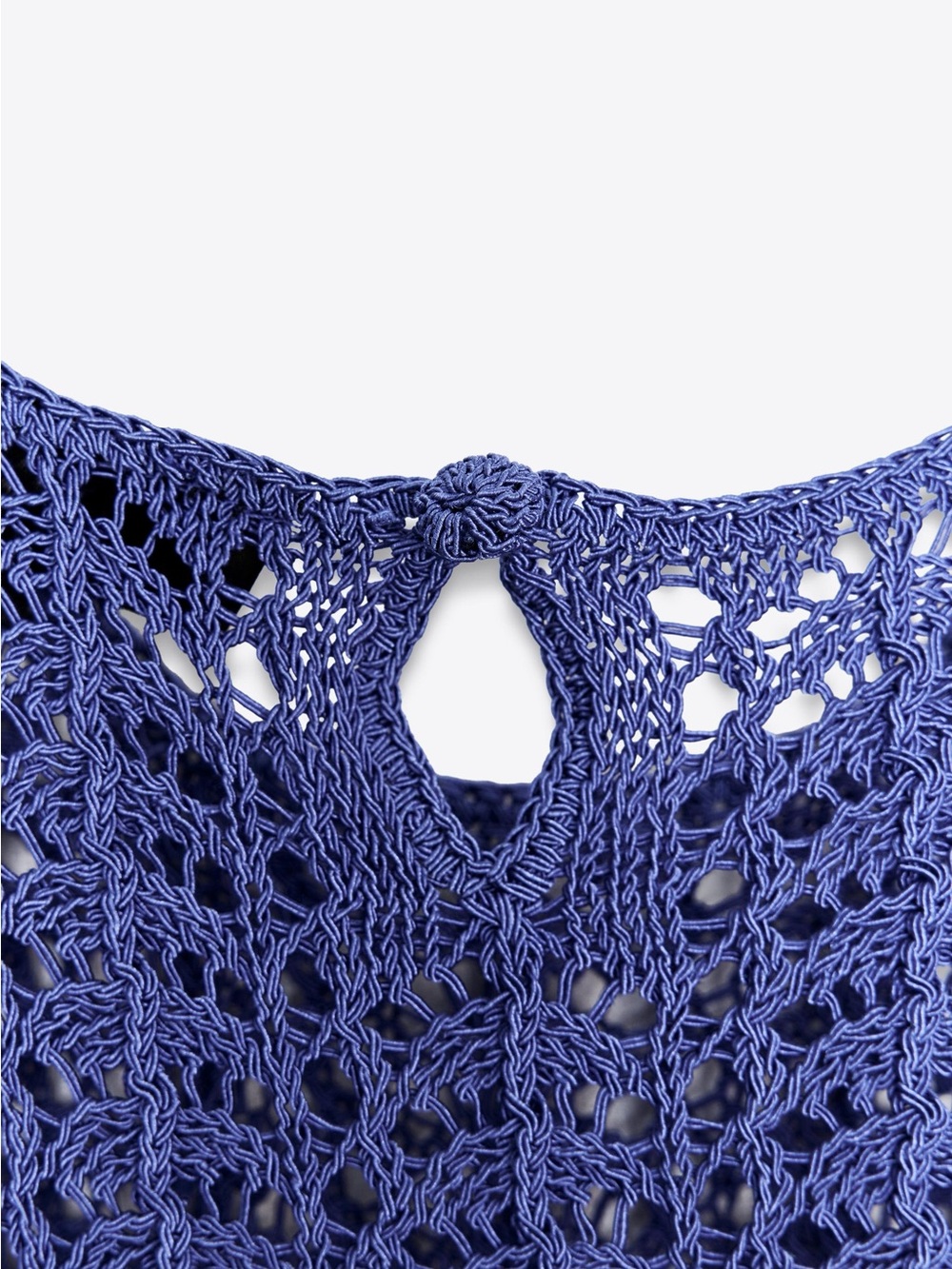 NWT Zara Crochet Fringe Sleeveless Top in Vivid Electric Periwinkle Blue Small - Picture 5 of 12